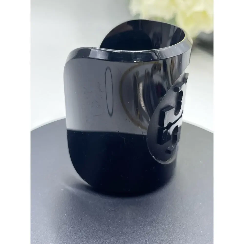TORY BURCH Designer Acrylic Black Logo Luxury Bracelet‎ Cuff Monogram